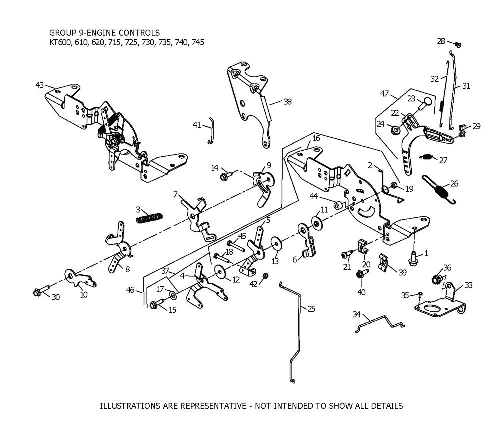 Kt725-3101 Engine Controls Diagram and Parts List for KT725-3101  Cub Cadet Engine